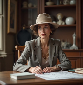 Femme élégante en 1920s dans un atelier parisien