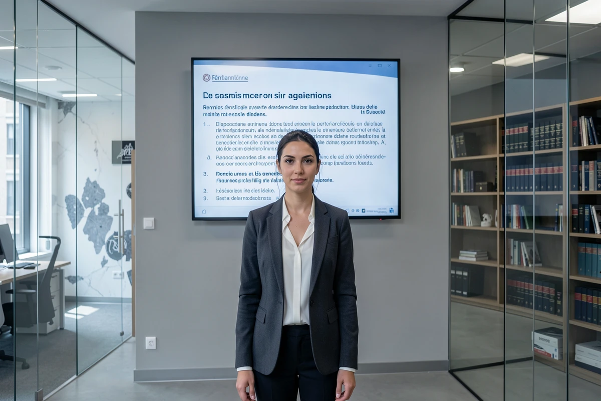 Avocate analysant la réglementation française sur les jeux d'argent en ligne dans un cabinet juridique moderne