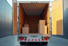 Camion de livraison spacieux avec chargement organisé
