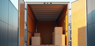 Camion de livraison spacieux avec chargement organisé