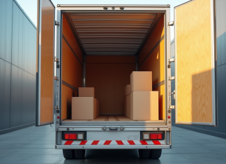 Camion de livraison spacieux avec chargement organisé