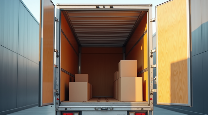 Camion de livraison spacieux avec chargement organisé