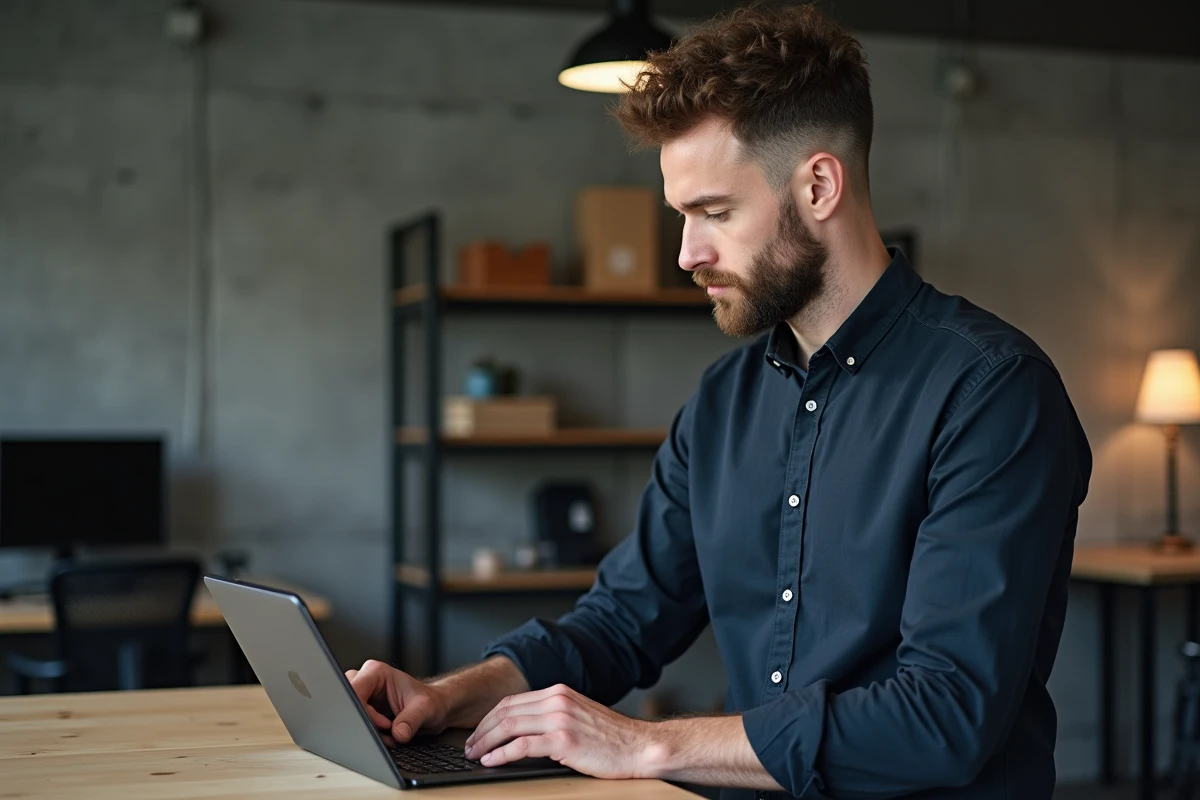 Professionnel comparant deux interfaces de plateformes de diffusion de contenu sur des tablettes en espace de coworking