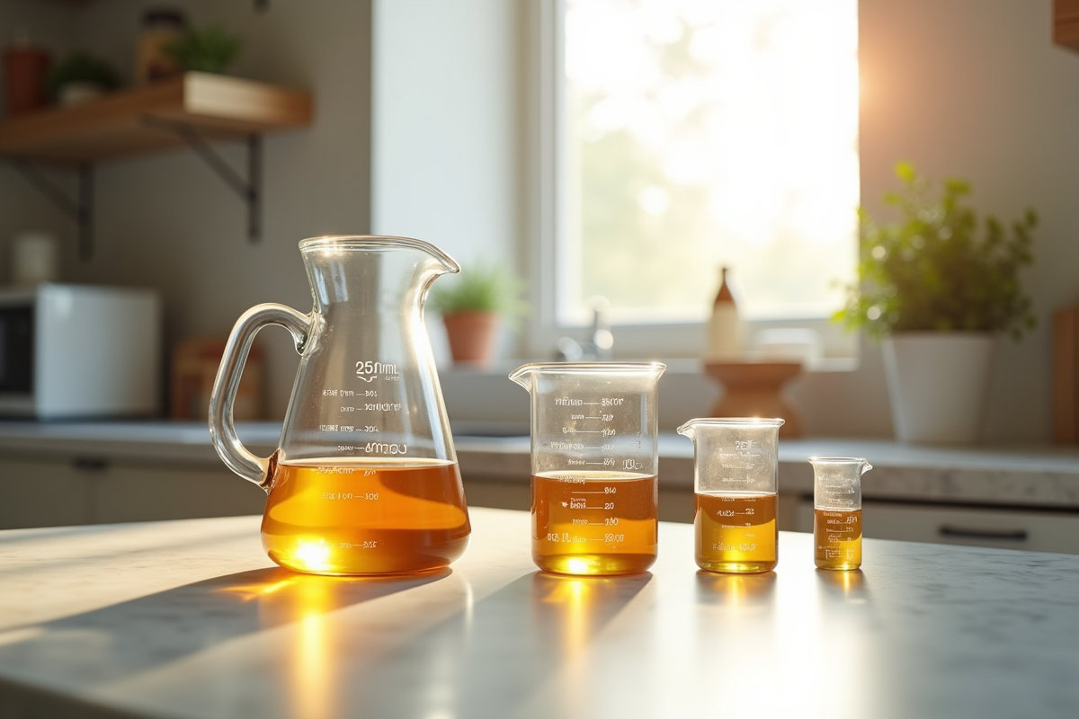 Verre mesure de cuisine de 250 ml avec petits béchers lumineux