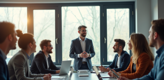 Les nouvelles attentes des salariés : un défi pour les RH modernes Groupe de collaborateurs en réunion dans un bureau lumineux