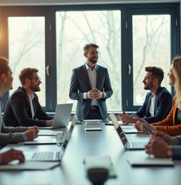 Les nouvelles attentes des salariés : un défi pour les RH modernes Groupe de collaborateurs en réunion dans un bureau lumineux