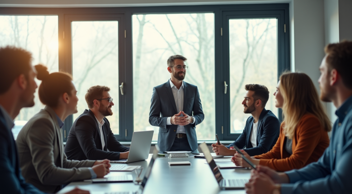 Les nouvelles attentes des salariés : un défi pour les RH modernes Groupe de collaborateurs en réunion dans un bureau lumineux