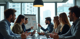 Marketing innovant : signification et enjeux pour votre entreprise en 2025 Groupe de professionnels en réunion dans un bureau moderne