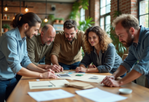 Groupe de professionnels écologiques dans un bureau moderne