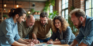 Groupe de professionnels écologiques dans un bureau moderne