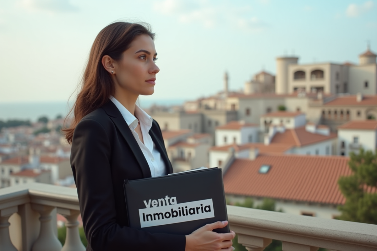 Femme espagnole regardant la ville depuis une terrasse