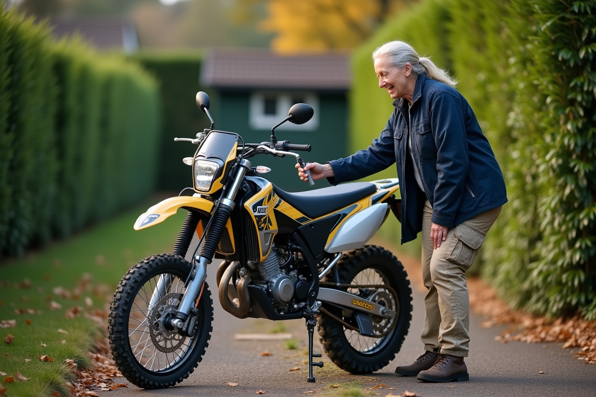 Femme vérifiant la pression du pneu d