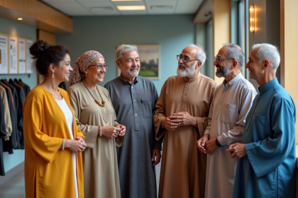 Groupe d'adultes de cultures diverses dans un centre communautaire