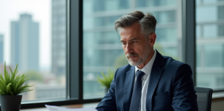 Vaincre l’inflation : Combien d’intérêts gagner ? Homme d'affaires en costume regardant des documents financiers