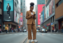Mode : L’importance de suivre les tendances actuelles de la mode en 2025 Jeune femme en blazer large et sneakers dans la ville moderne