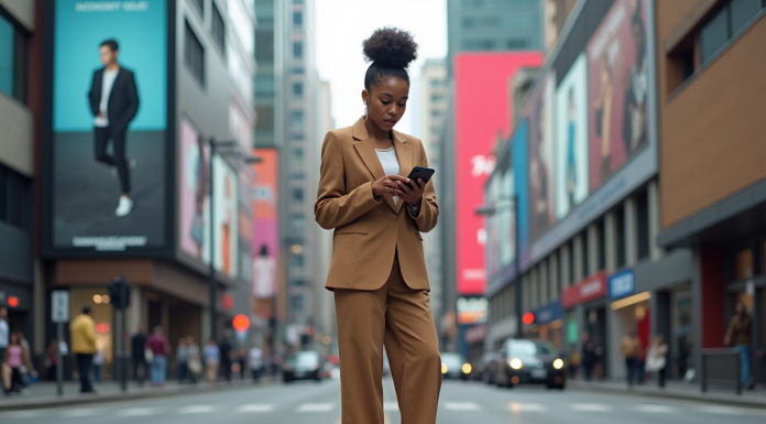 Mode : L’importance de suivre les tendances actuelles de la mode en 2025 Jeune femme en blazer large et sneakers dans la ville moderne