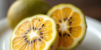 Kiwano frais sur assiette blanche en gros plan