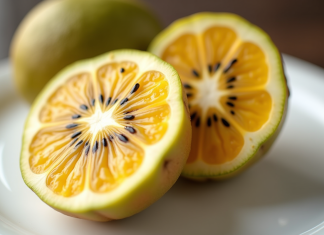 Connaissez-vous le Kiwano : un fruit en K insolite et délicieux Kiwano frais sur assiette blanche en gros plan