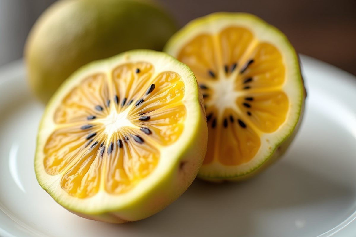 Kiwano frais sur assiette blanche en gros plan