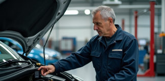Renault P0670 : guide exhaustif des causes et réparations Mécanicien homme en tenue examine le moteur d'une Renault