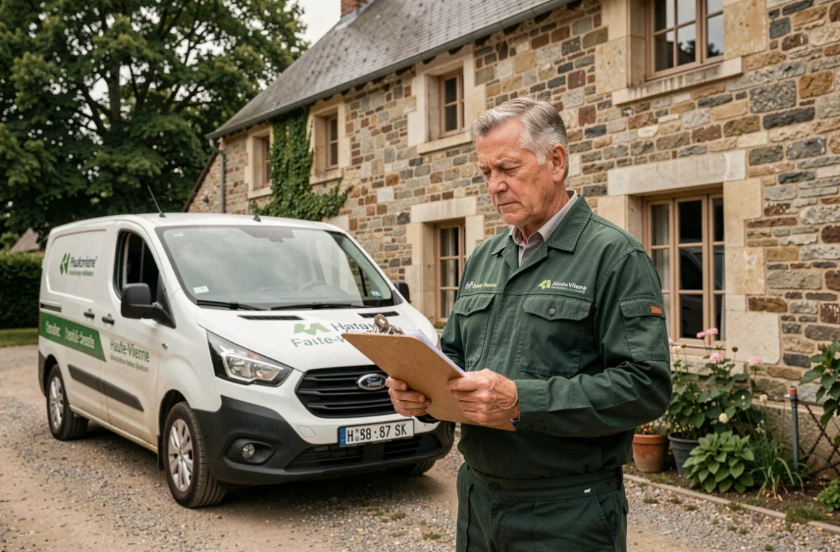 Professionnel de chauffage Moreau Et Cie devant une ferme en Haute-Vienne