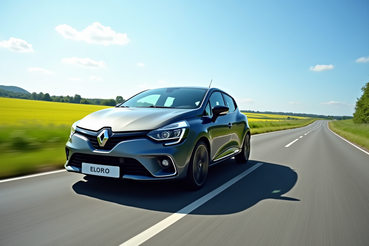 Renault Clio 3 en campagne sur une route ensoleillee
