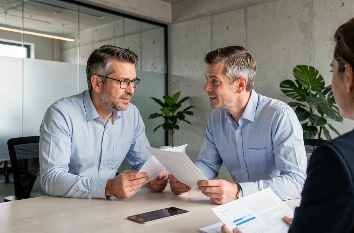 Deux professionnels en réunion illustrant l'écoute active et attentive par opposition à la simple perception auditive passive