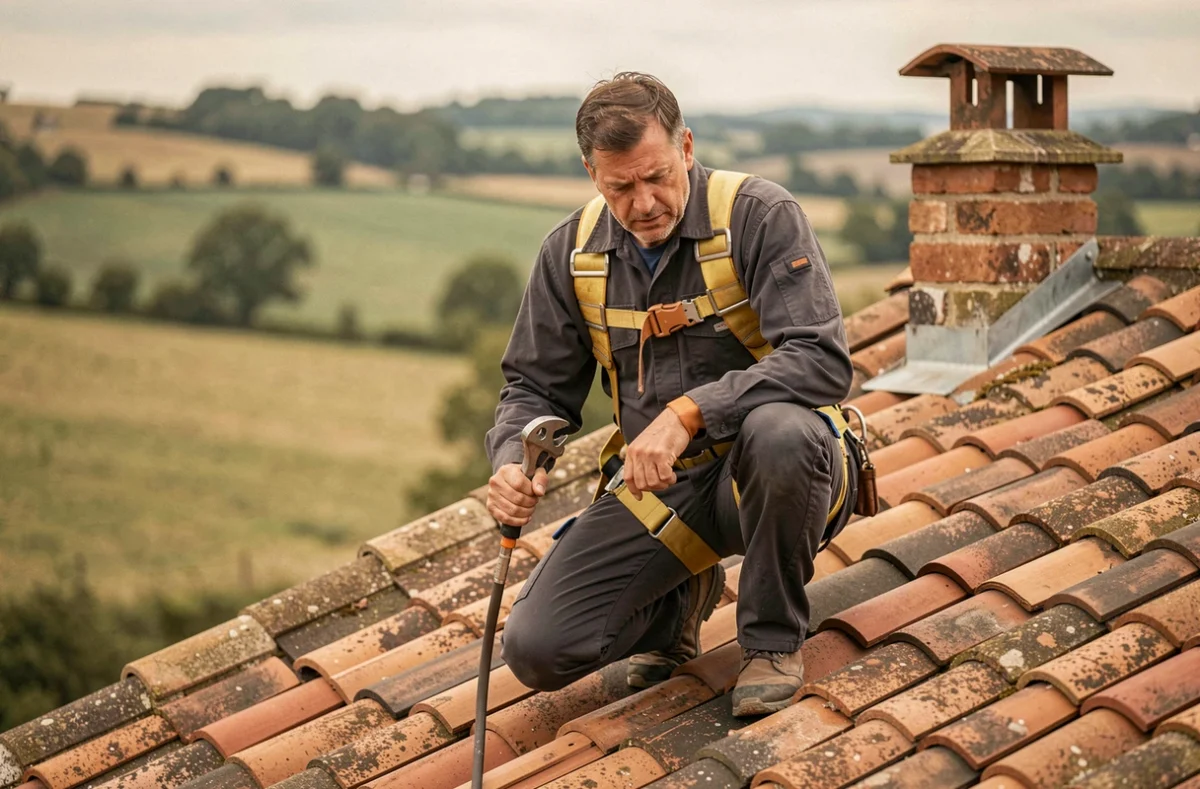 Chauffagiste et couvreur Sarl Couverture Chauffage Sanitaire inspectant un toit en Haute-Vienne